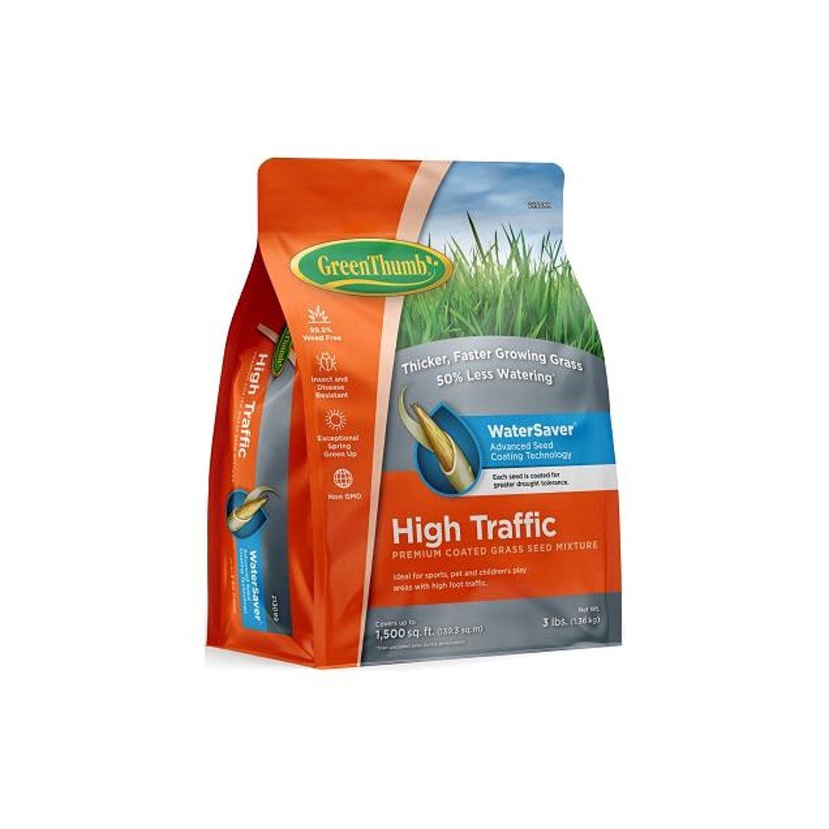Green Thumb 3 Lb. 1500 Sq. Ft. Premium Coated High-Traffic Grass Seed Green Thumb 3 Lb. 1500 Sq. Ft. Premium Coated High-Traffic Grass Seed