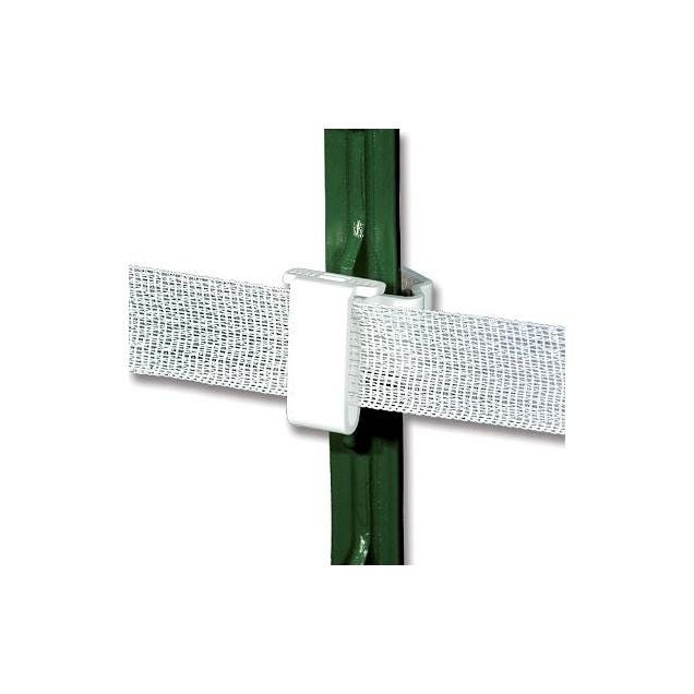 Powerfields Wide White Poly Tape T-Post Insulators (25-Pack)