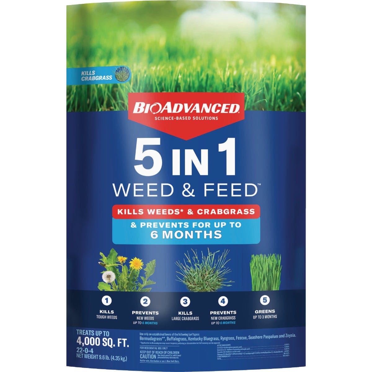 BioAdvanced 5-In-1 Weed & Feed 9.6 Lb. 4000 Sq. Ft. Lawn Fertilizer with Weed Killer BioAdvanced 5-In-1 Weed & Feed 9.6 Lb. 4000 Sq. Ft. Lawn Fertilizer with Weed Killer
