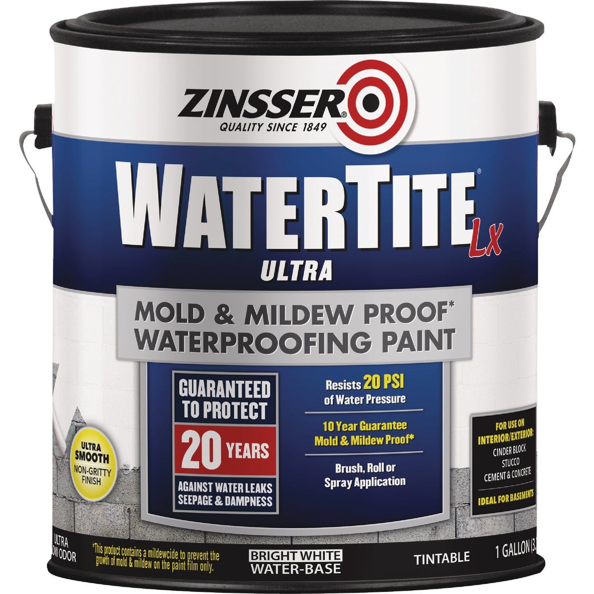 Zinsser WaterTite LX Ultra Mold & Mildew Proof Waterproofing Paint, 1 Gal.