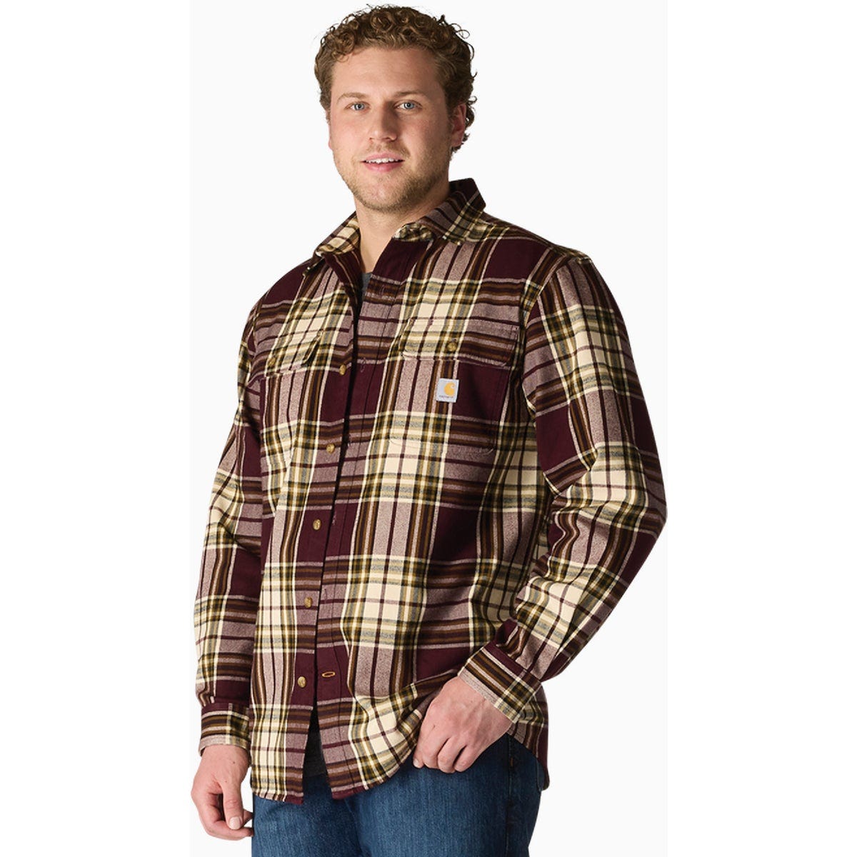 Carhartt Men's 2XL Regular Port Heavyweight Flannel Long-Sleeve Plaid Shirt, Loose Fit - photo 2
