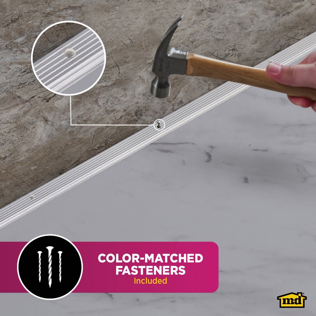 M-D Building Products 72 In. Silver Aluminum Tile Edging with Screw Nails - photo 3 M-D Building Products 72 In. Silver Aluminum Tile Edging with Screw Nails - photo 3