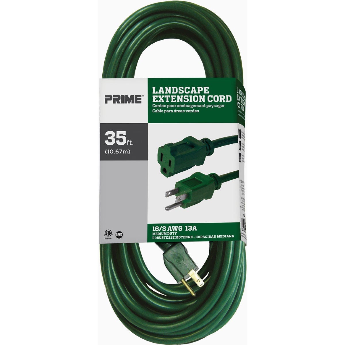 Prime 35 Ft. 16/3 SJTW Green Landscape Extension Cord