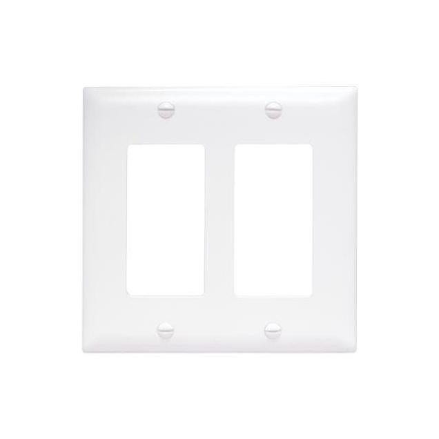 Legrand Pass & Seymour 2-Gang 2 Decorator Openings Nylon Wall Plate, White
