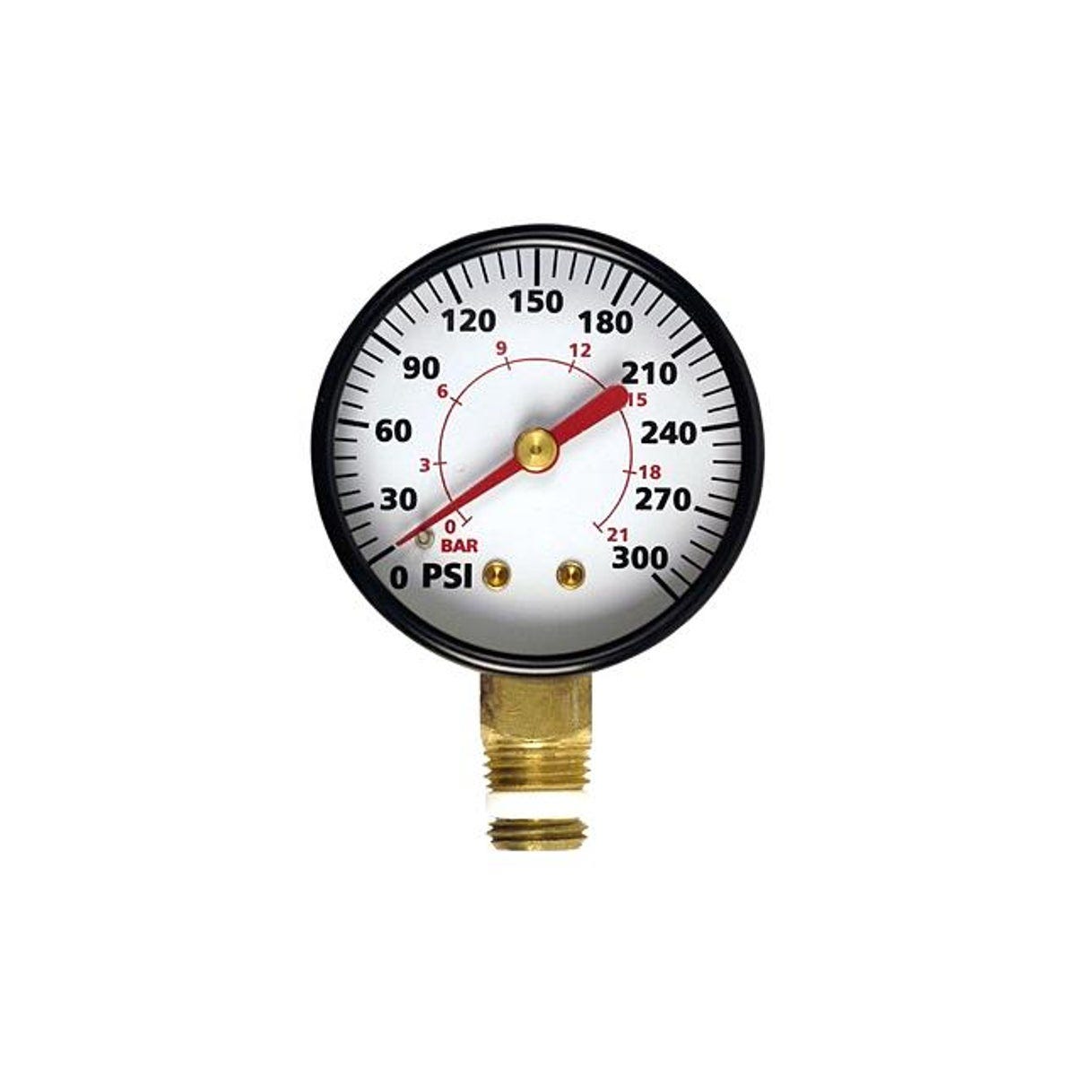 1/4 In. MNPT Compressor Gauge, 0 to 300 PSI