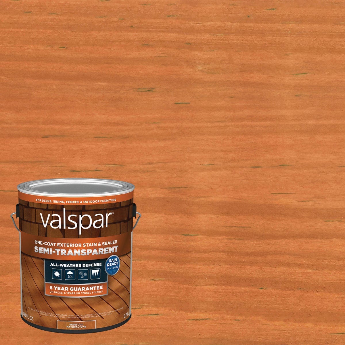 Valspar Semi Transparent Deck Stain, Redwood, 1 Gal. Valspar Semi Transparent Deck Stain, Redwood, 1 Gal.