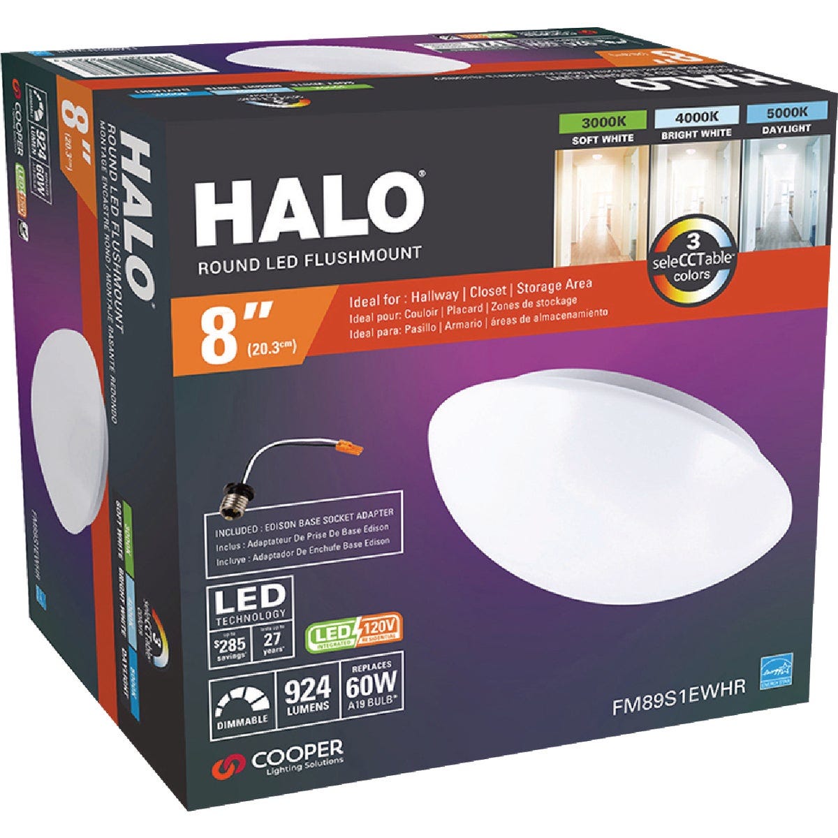Halo 8 In. CCT LED Low Profile Round Flush Mount Ceiling Light Fixture - photo 2 Halo 8 In. CCT LED Low Profile Round Flush Mount Ceiling Light Fixture - photo 2
