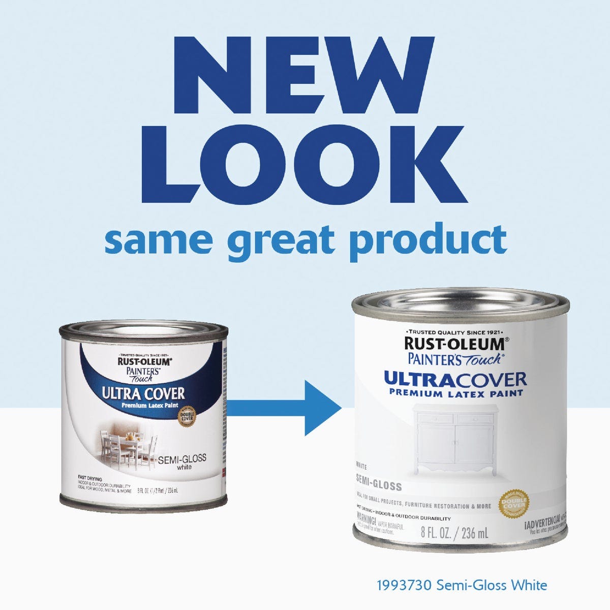 Rust-Oleum Painter's Touch 2X Ultra Cover Premium Latex Paint, White Semi-Gloss, 1/2 Pt. - photo 3