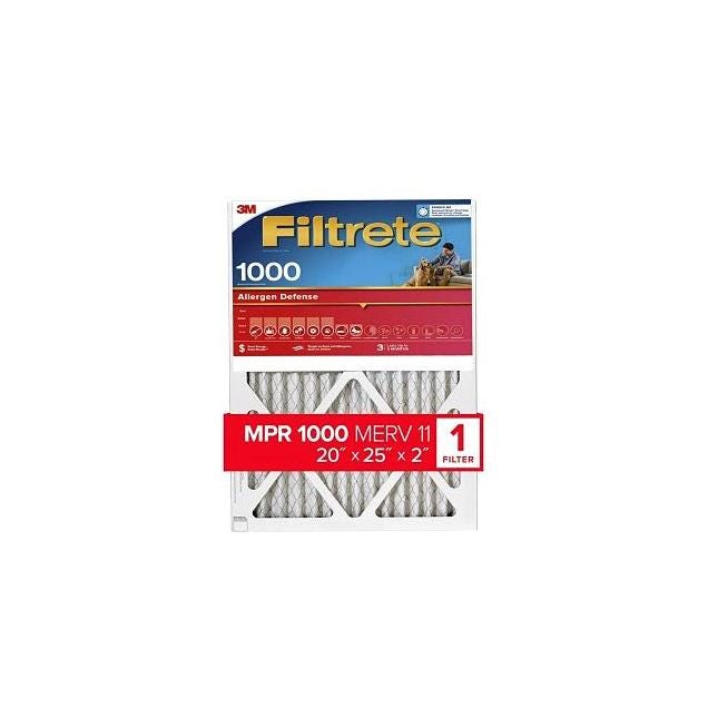 Filtrete 20x25 x 2 In. Allergen Defense Pleated Air Filter, 1000 MPR Filtrete 20x25 x 2 In. Allergen Defense Pleated Air Filter, 1000 MPR