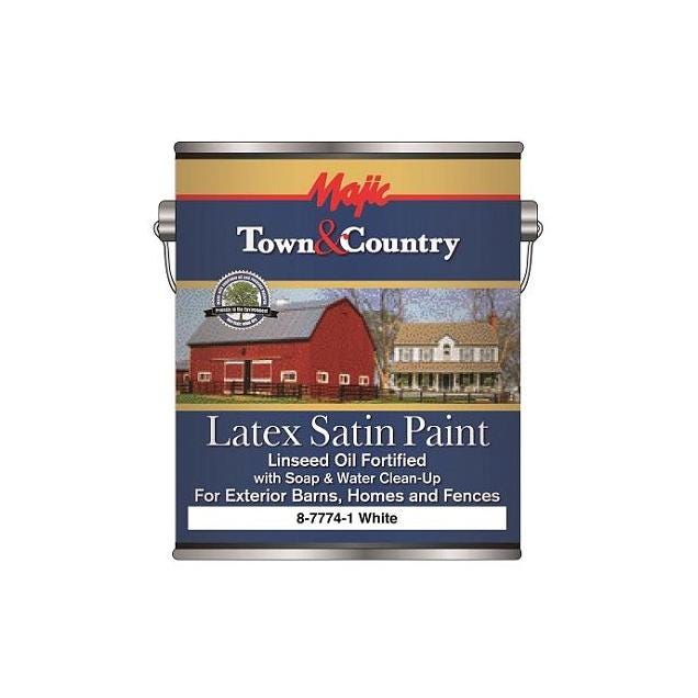 MAJIC Town & Country Exterior Latex Satin Paint, White, 1 Gal. MAJIC Town & Country Exterior Latex Satin Paint, White, 1 Gal.