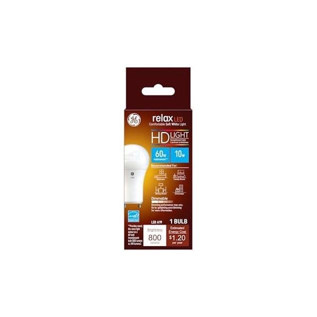 GE 10W Soft White A19 GU24 Base 800 Lumens Relax HD LED Specialty Light Bulb GE 10W Soft White A19 GU24 Base 800 Lumens Relax HD LED Specialty Light Bulb