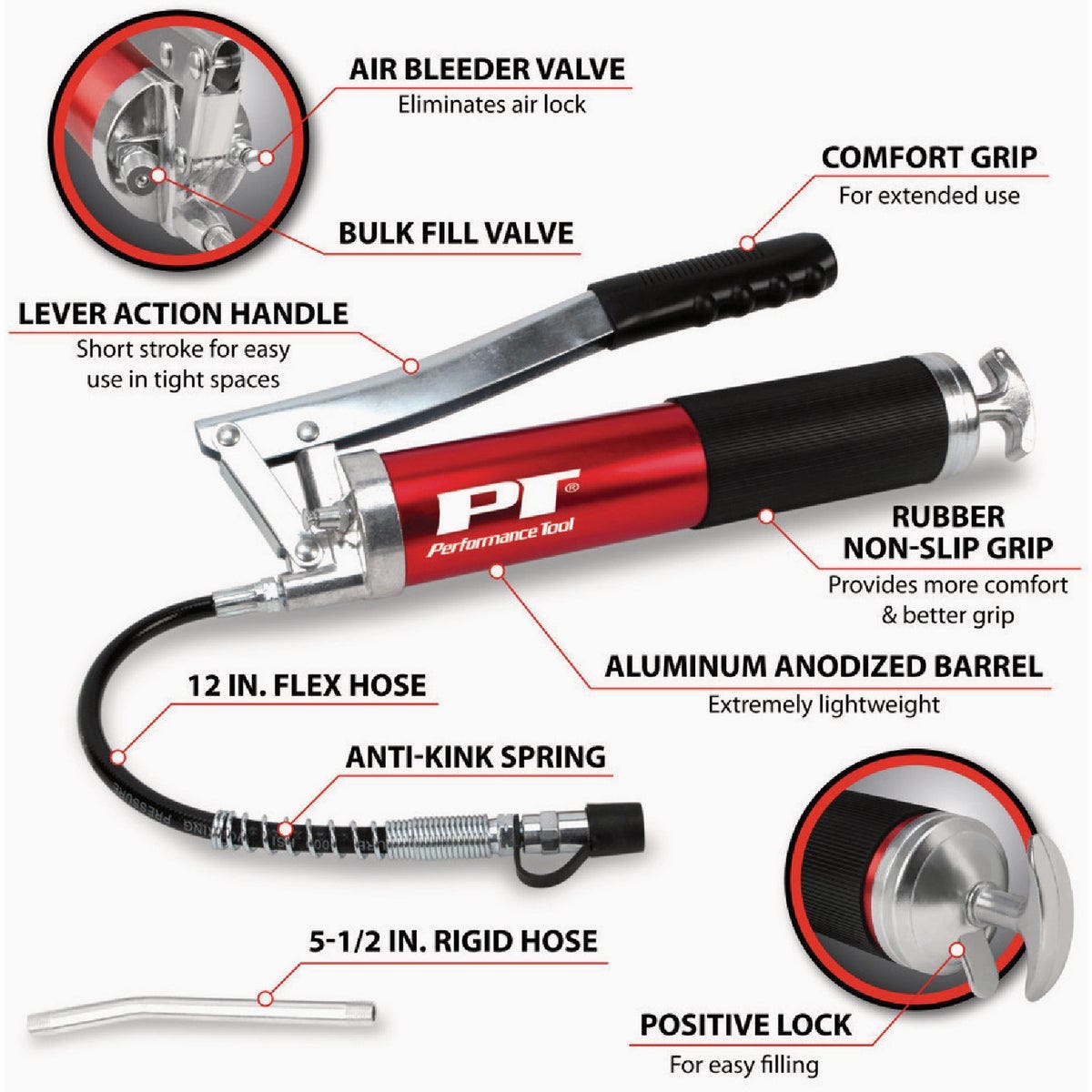 Performance Tool Aluminum Lever Action Grease Gun - photo 4 Performance Tool Aluminum Lever Action Grease Gun - photo 4