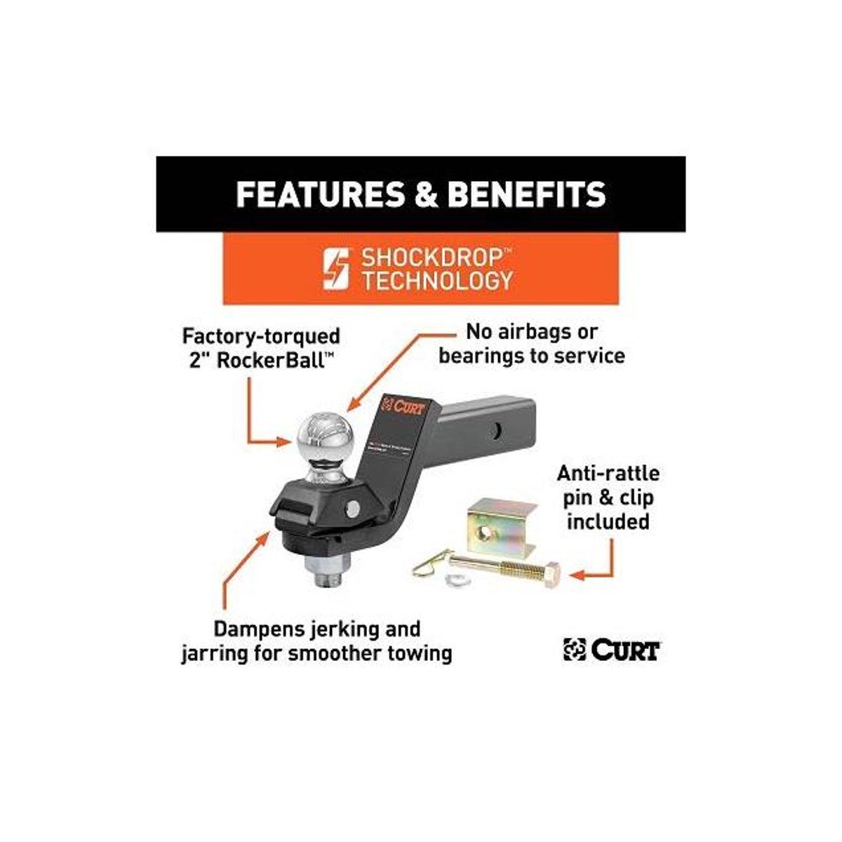 Curt 7500 Lb. 3 In. Drop 2 In. Shank Rockerball Cushion Hitch with 2 In. Ball - photo 3