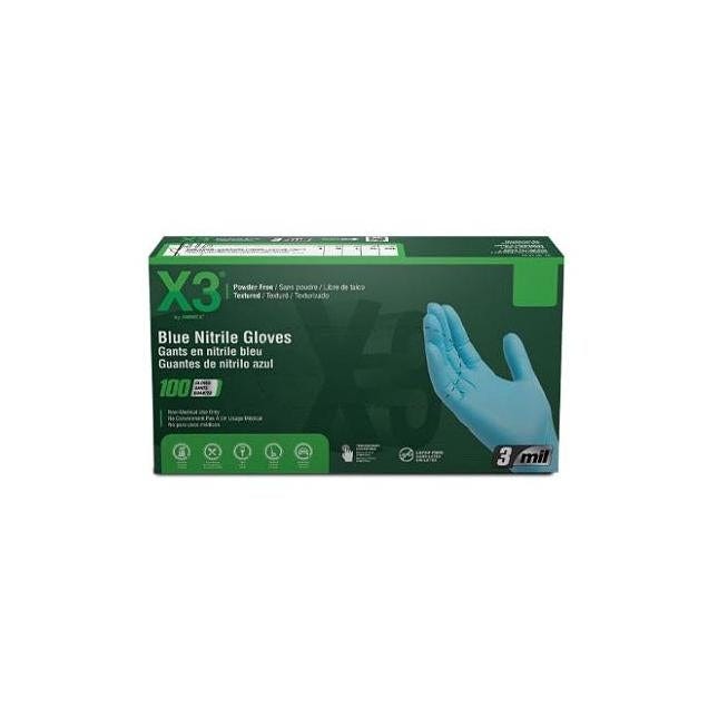 X3 S Blue Industrial Powder-Free Light-Duty Nitrile Gloves (100-Count)