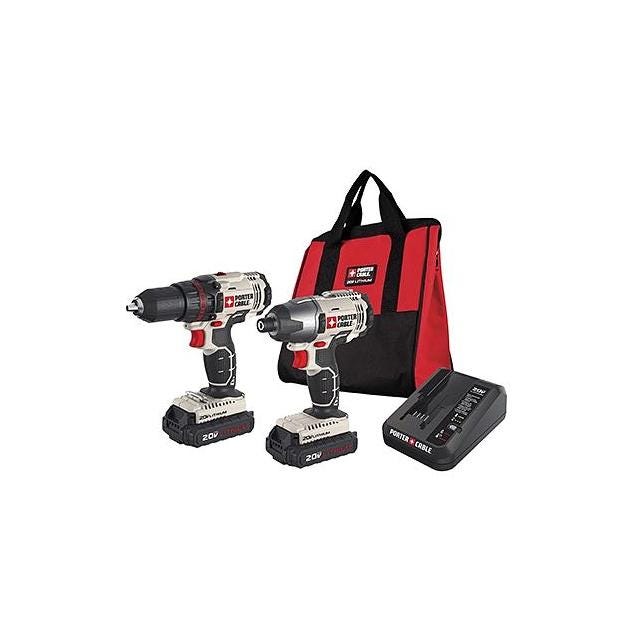 Porter Cable 20V 1/2 In. Drill/Driver + Impact Driver Combo Kit Porter Cable 20V 1/2 In. Drill/Driver + Impact Driver Combo Kit