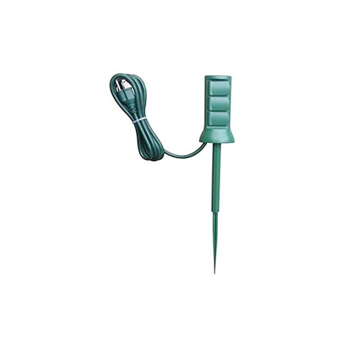 Master Electrician 3-Outlet 6 Ft. Cord Green Outdoor Power Stake