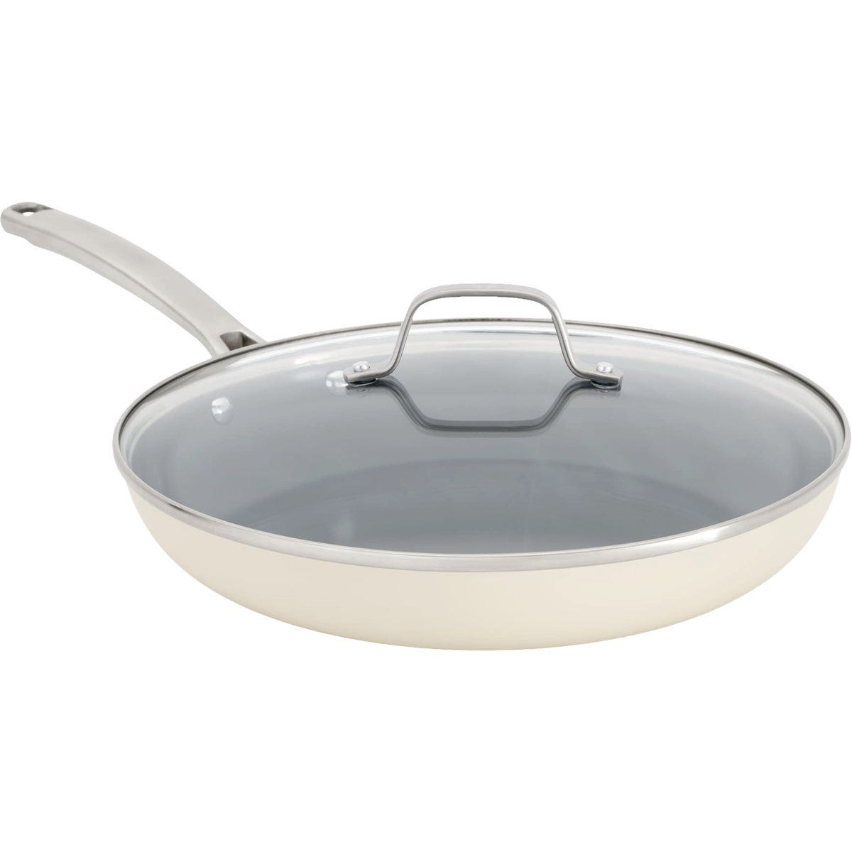 Calphalon 12 In. Ceramic Nonstick Fry Pan with Lid, Flour Calphalon 12 In. Ceramic Nonstick Fry Pan with Lid, Flour