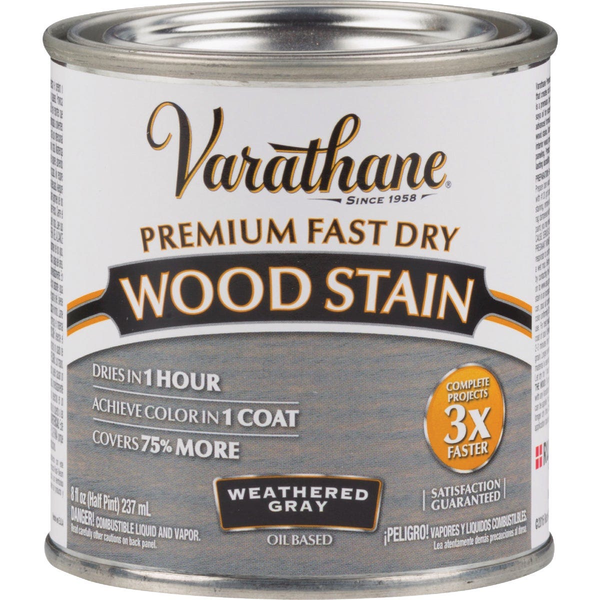 Varathane Fast Dry Weathered Gray Urethane Modified Alkyd Interior Wood Stain, 1/2 Pt. - photo 2