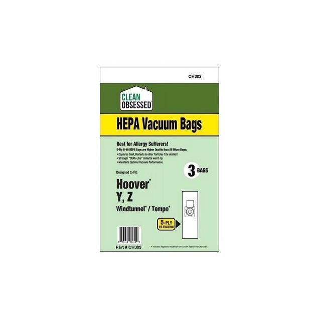 Clean Obsessed Hoover HEPA Type Y Vacuum Cleaner Bags (3-Pack) Clean Obsessed Hoover HEPA Type Y Vacuum Cleaner Bags (3-Pack)