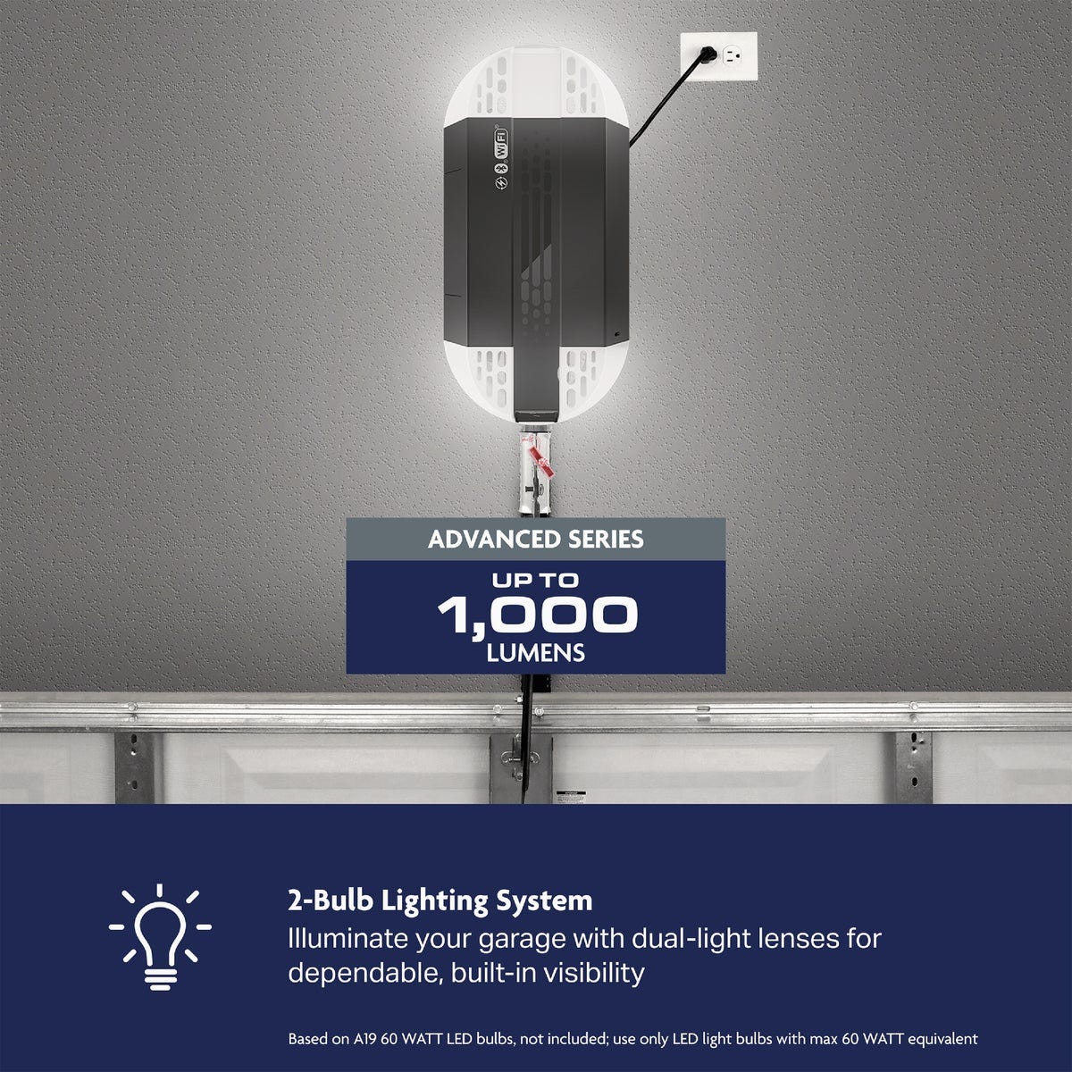 Chamberlain 3/4 HP Belt Drive Smart Garage Door Opener with Fixed Camera, Battery Backup, 2-Bulb Lighting, and myQ Connectivity - photo 5