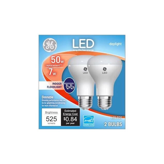 GE 2-Pack 7W 525 Lumens Clear LED Directional Light Bulb GE 2-Pack 7W 525 Lumens Clear LED Directional Light Bulb