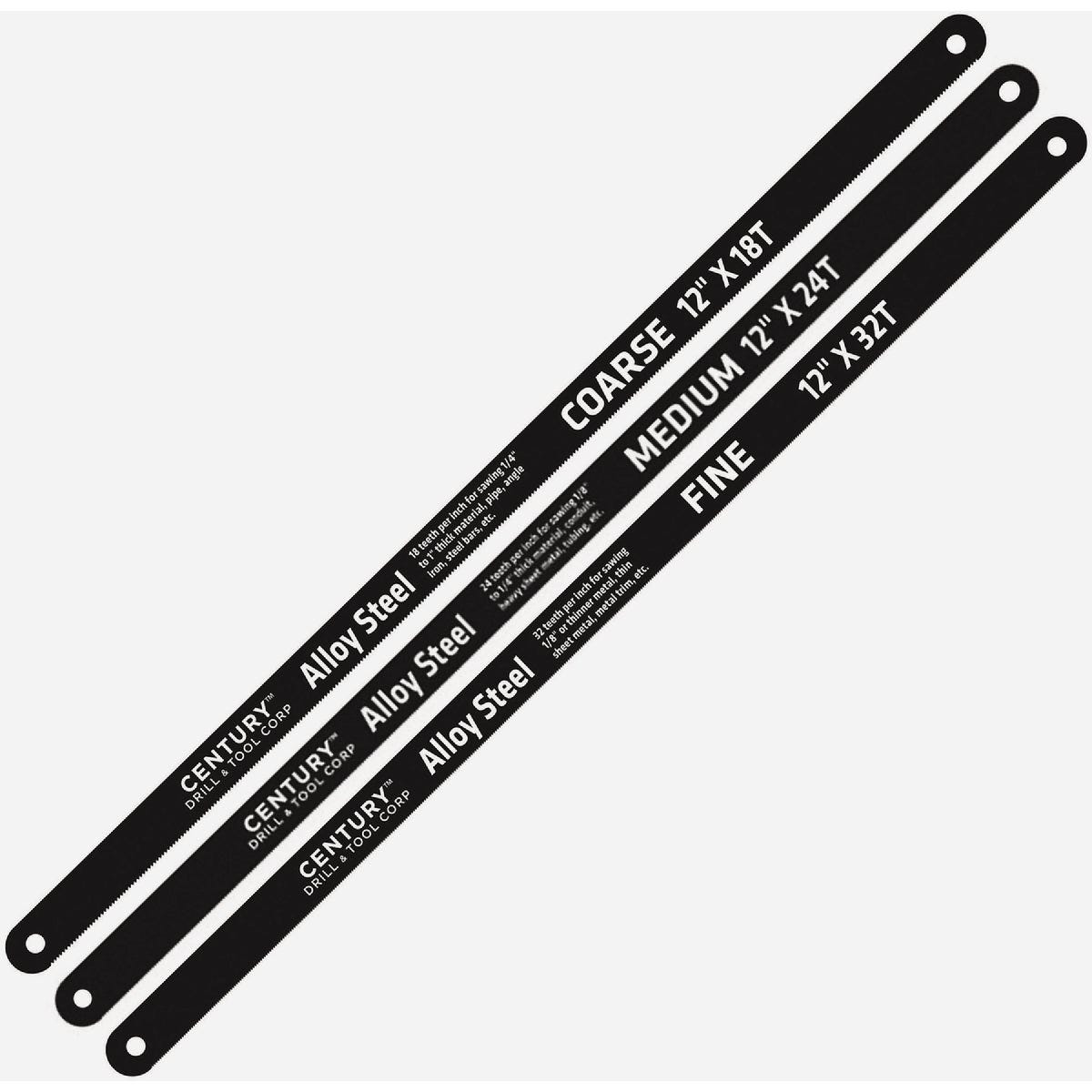 Century Drill & Tool Carbon Steel Hacksaw Blade Set (3-Piece)