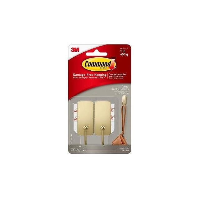 3M Command Small Satin Brass Hooks