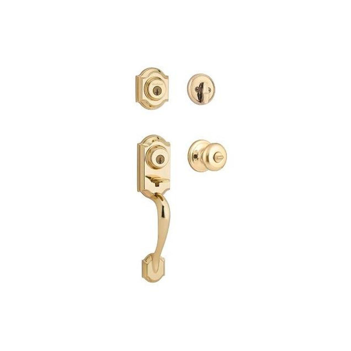 Kwikset Montara Polished Brass Entry Door Handleset with 2-Point Locking Kwikset Montara Polished Brass Entry Door Handleset with 2-Point Locking