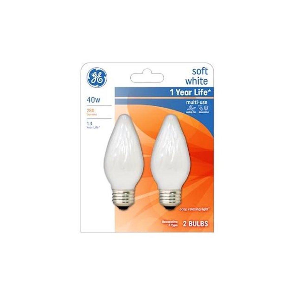 GE 2-Pack 40W White Decorative Light Bulb