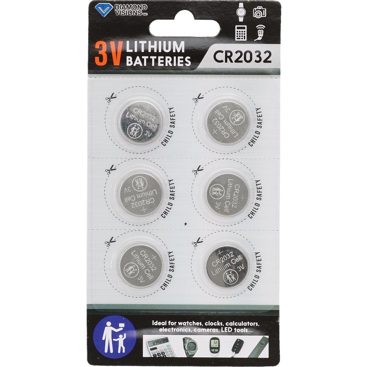 Diamond Visions CR2032 Lithium Coin Cell Battery (6-Pack)