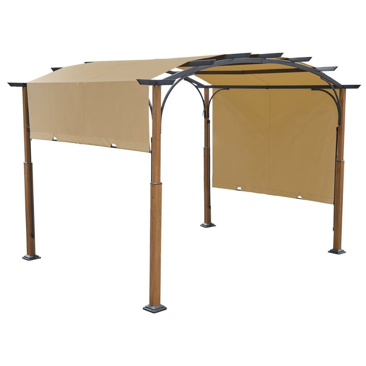 Outdoor Expressions 9.84 Ft. W. x 8.27 Ft. H. x 11.81 Ft. L. Woodgrain Steel Pergola Outdoor Expressions 9.84 Ft. W. x 8.27 Ft. H. x 11.81 Ft. L. Woodgrain Steel Pergola