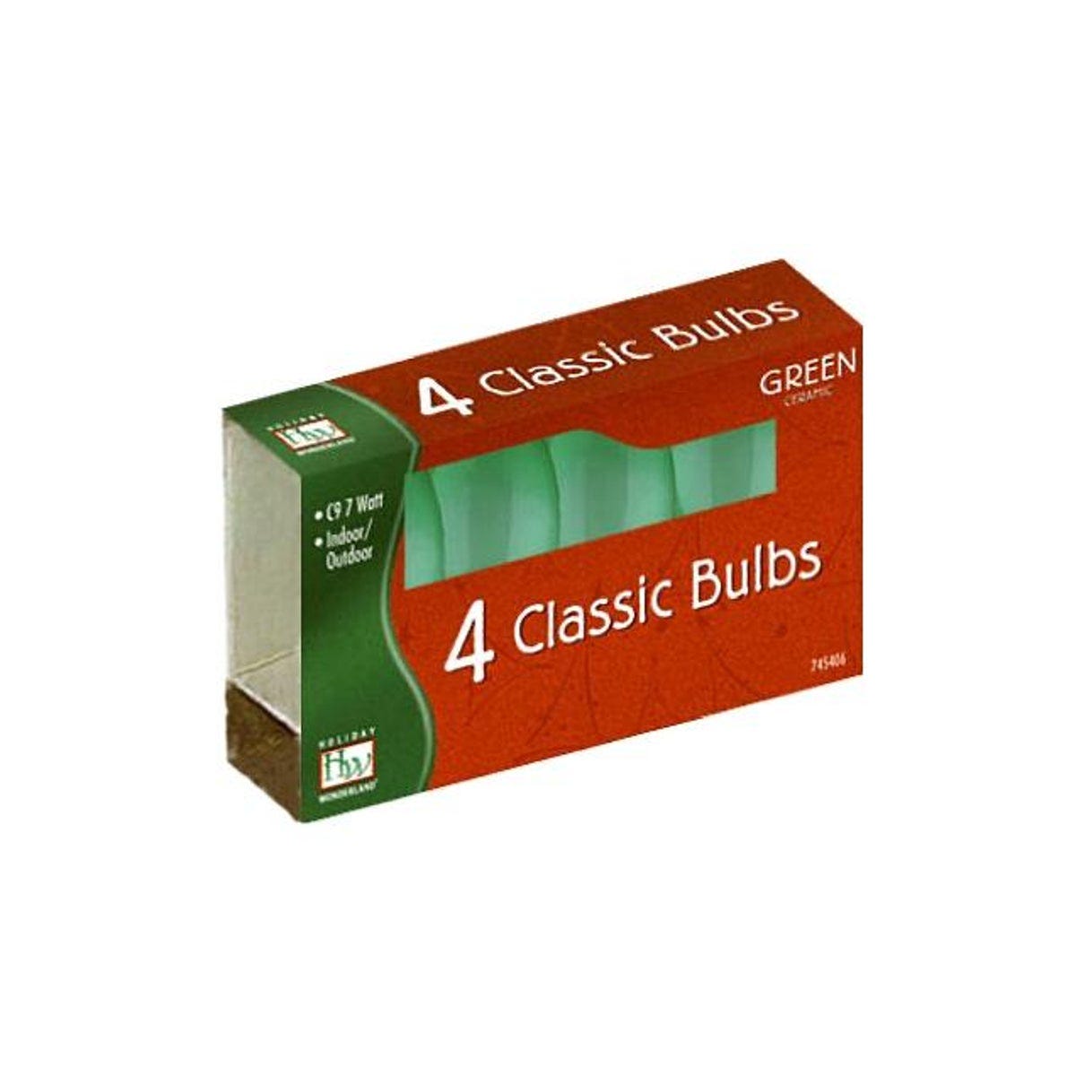 Holiday Wonderland C9 Green Ceramic Christmas Lights Replacement Bulb (4-Pack)