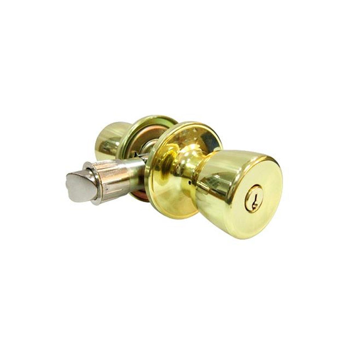 TruGuard Polished Brass Tulip-Style Knob Mobile Home Entry Lockset