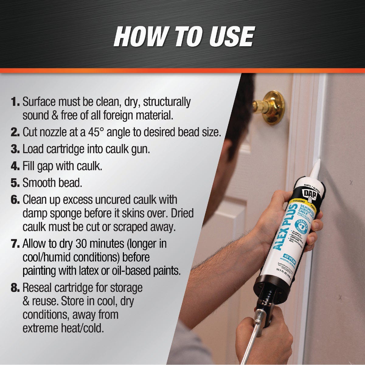 Dap Alex Plus 10.1 Oz. All Purpose White Siliconized Acrylic Latex Caulk - photo 4