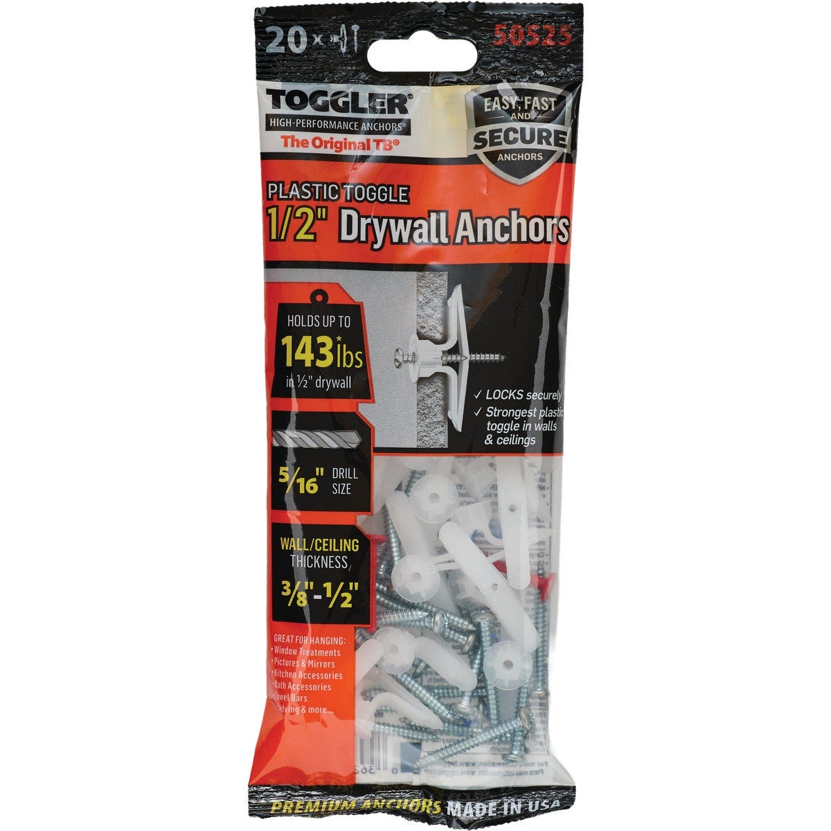 Toggler #8 x 1-1/2 In. Plastic Hollow Wall Anchors (20-Count) - photo 2