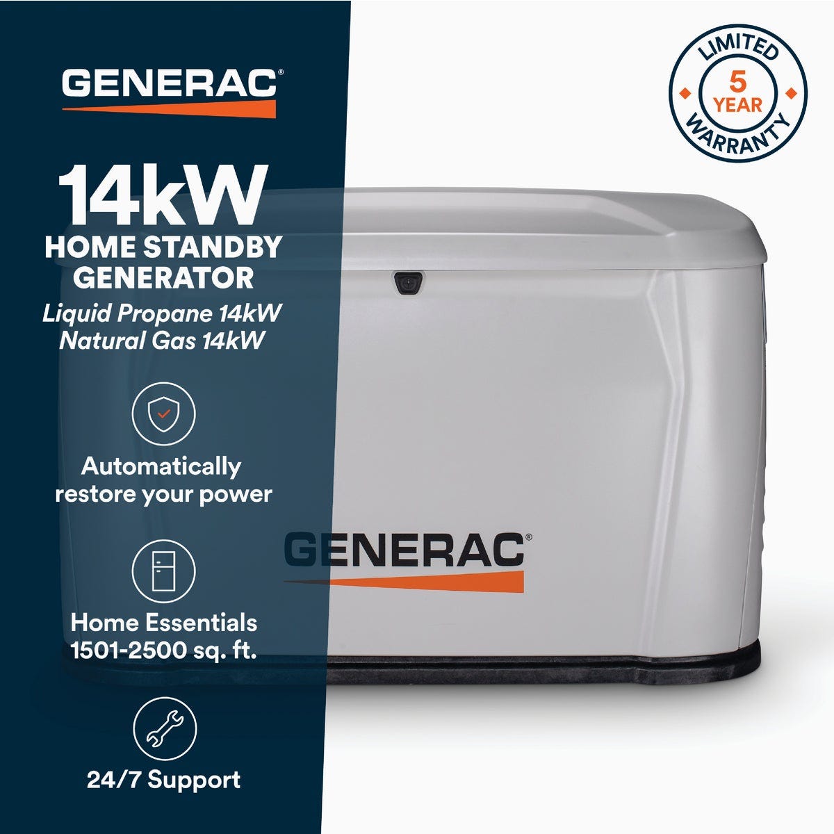 Gas Generac Generac NextGen 14,000W Natural Gas/LP WiFi Home Standby Generator with ...