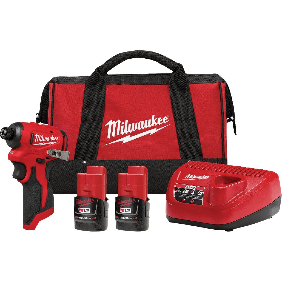 Milwaukee M12 Brushless 1/4 In. Hex Subcompact Cordless Impact Driver Kit with (2) Batteries & Charger Milwaukee M12 Brushless 1/4 In. Hex Subcompact Cordless Impact Driver Kit with (2) Batteries & Charger