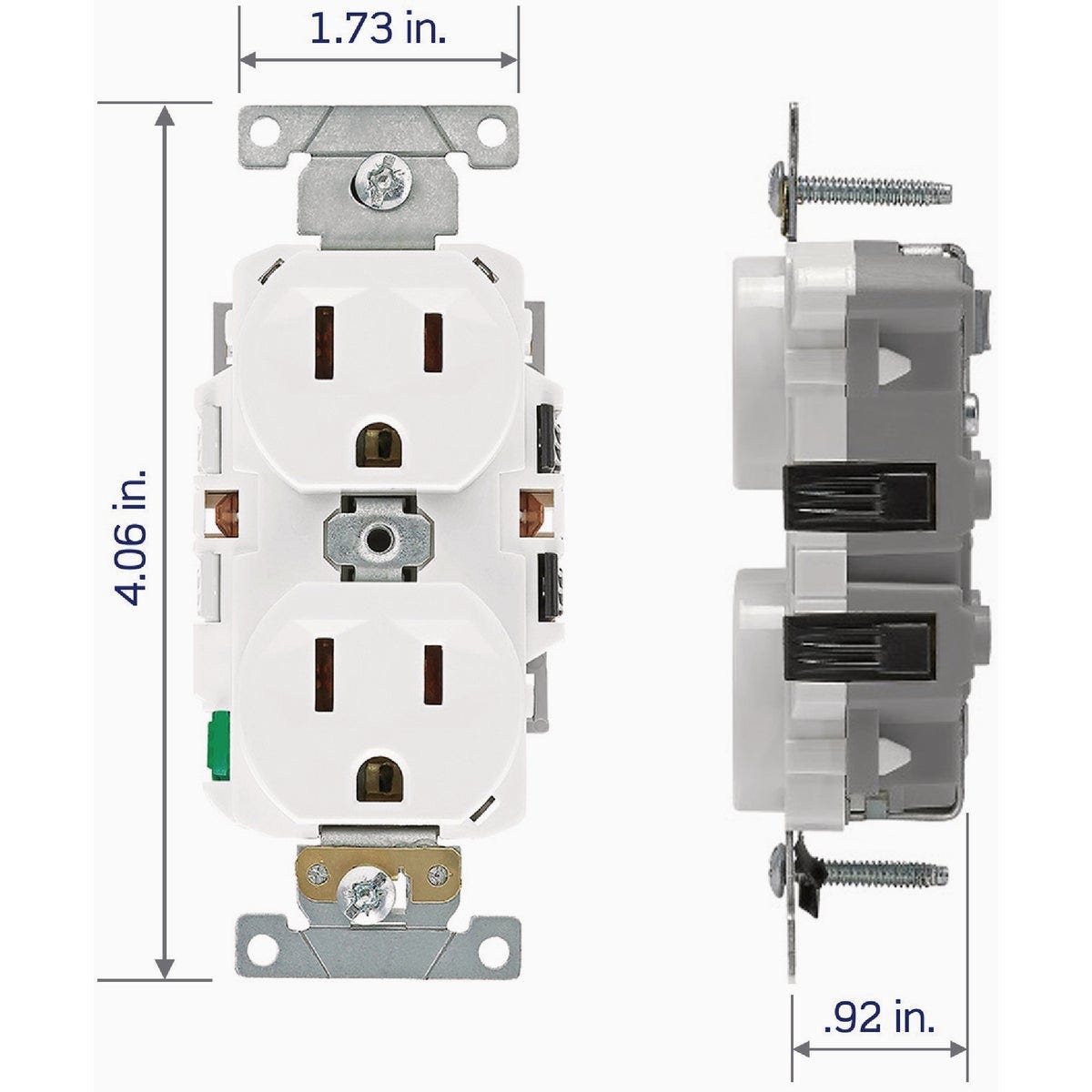 Leviton Lever Edge White 15A Commercial Grade 5-15R Duplex Outlet - photo 6