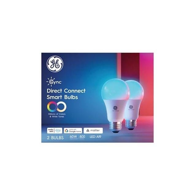 GE 9.5W Millions of Colors A19 Medium Base Cync Smart Dimmable LED Light Bulb (2-Pack) GE 9.5W Millions of Colors A19 Medium Base Cync Smart Dimmable LED Light Bulb (2-Pack)