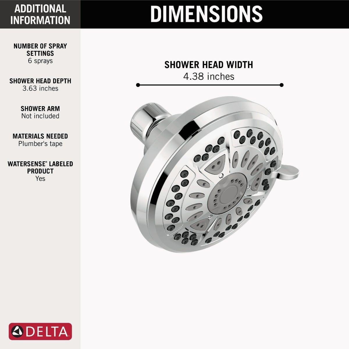 Delta Chrome 6-Spray Shower Head - photo 2 Delta Chrome 6-Spray Shower Head - photo 2