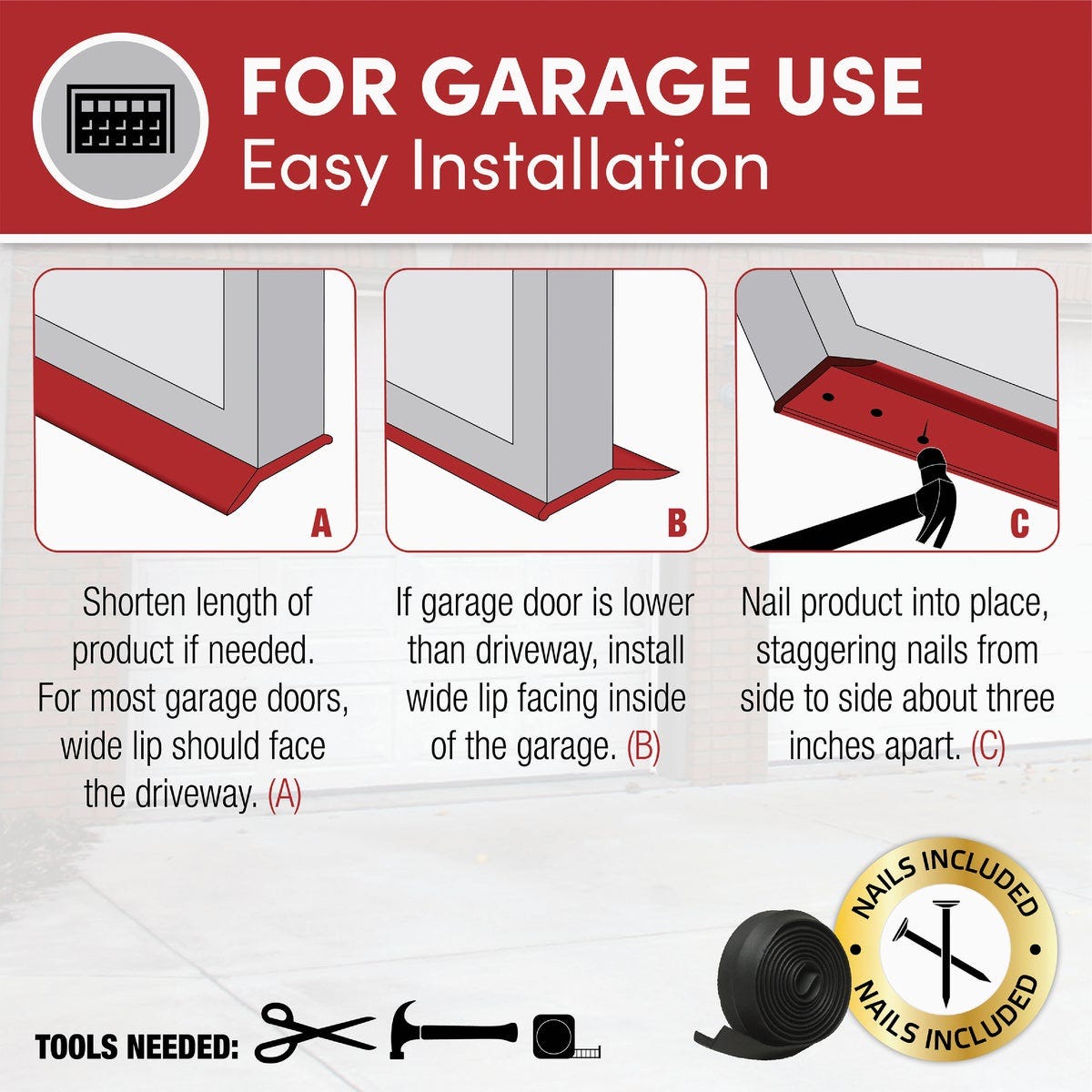 Frost King 2-1/4 In. x 9 Ft. Black Rubber Weatherstrip Garage Door Seal - photo 5