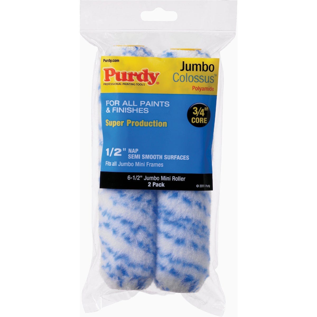 Purdy Colossus Jumbo Mini Roller Cover, 6-1/2 In. x 1/2 In. (2-Pack)