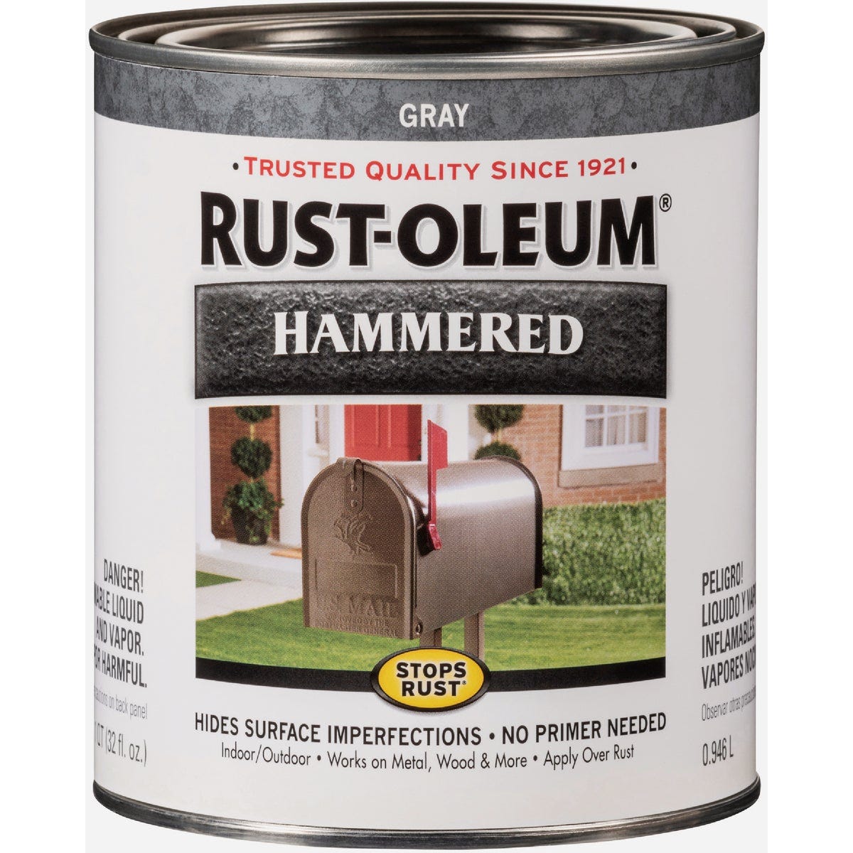 Rust-Oleum Stops Rust Hammered Paint, Gray, 1 Qt. - photo 6