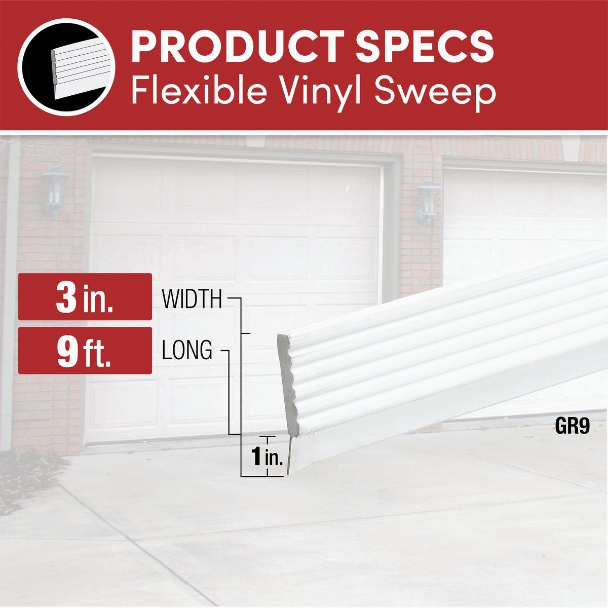 Frost King 3 In. x 9 Ft. White Vinyl Top and Side Garage Door Seal with Sweep - photo 4