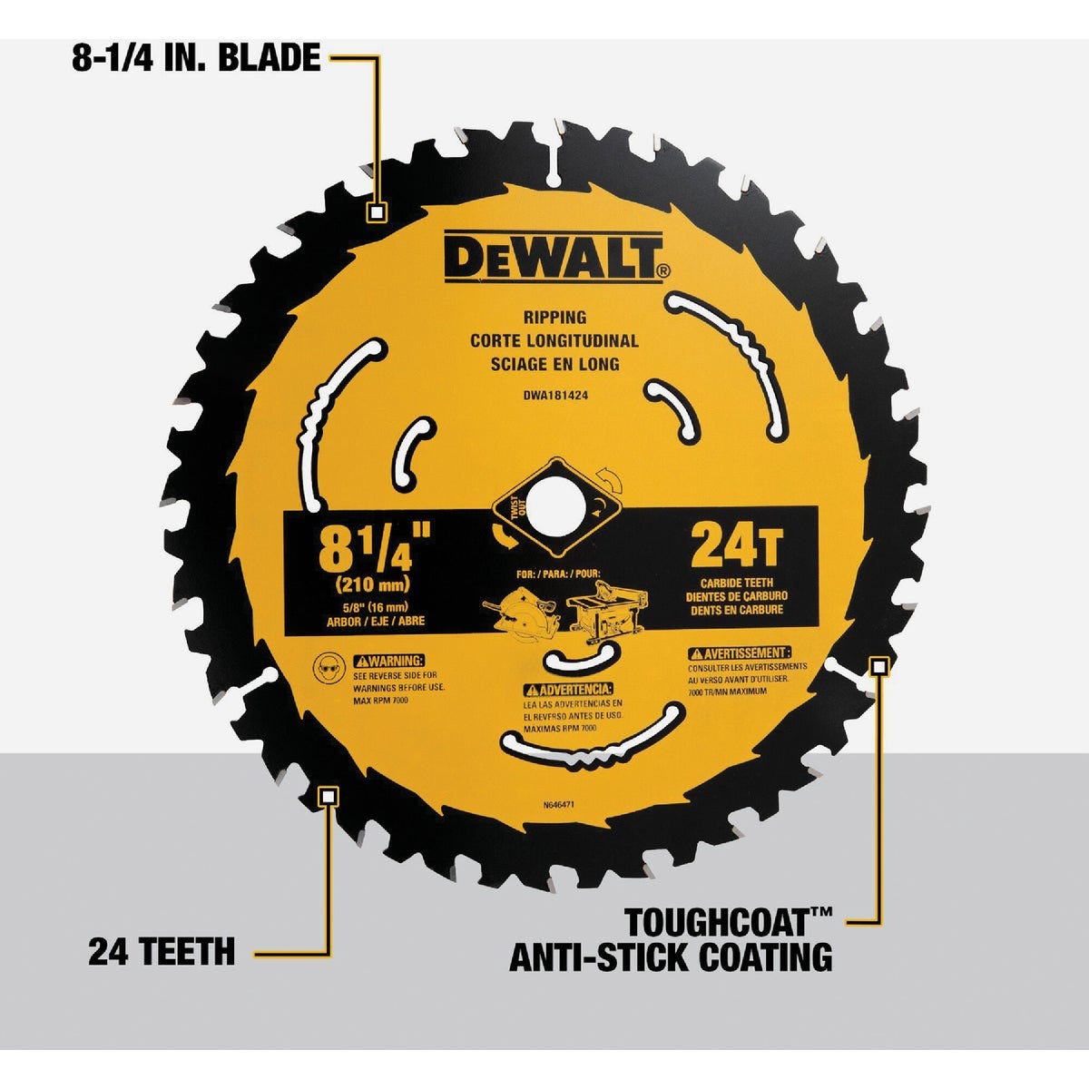 DEWALT 8-1/4 In. 24-Tooth Circular Saw Blade - photo 4 DEWALT 8-1/4 In. 24-Tooth Circular Saw Blade - photo 4