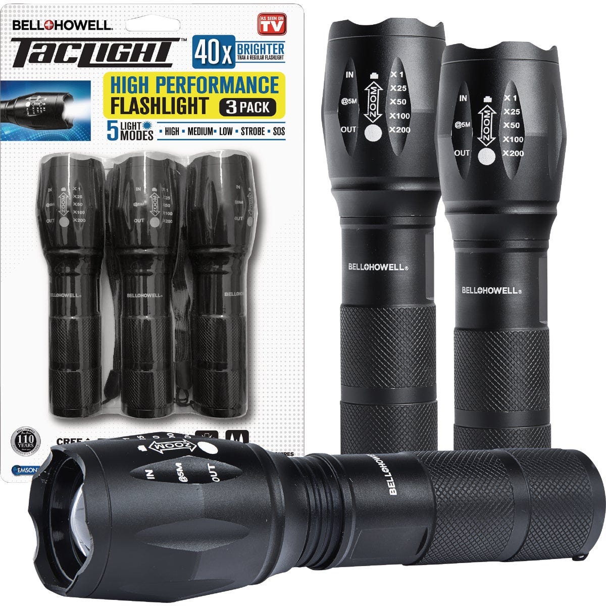 Bell+Howell Taclight Flashlights (3-Pack)