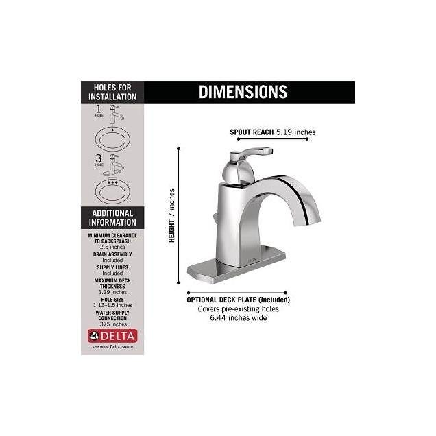 Delta Flynn Chrome Single-Handle 4 In. Centerset Bathroom Faucet - photo 2 Delta Flynn Chrome Single-Handle 4 In. Centerset Bathroom Faucet - photo 2