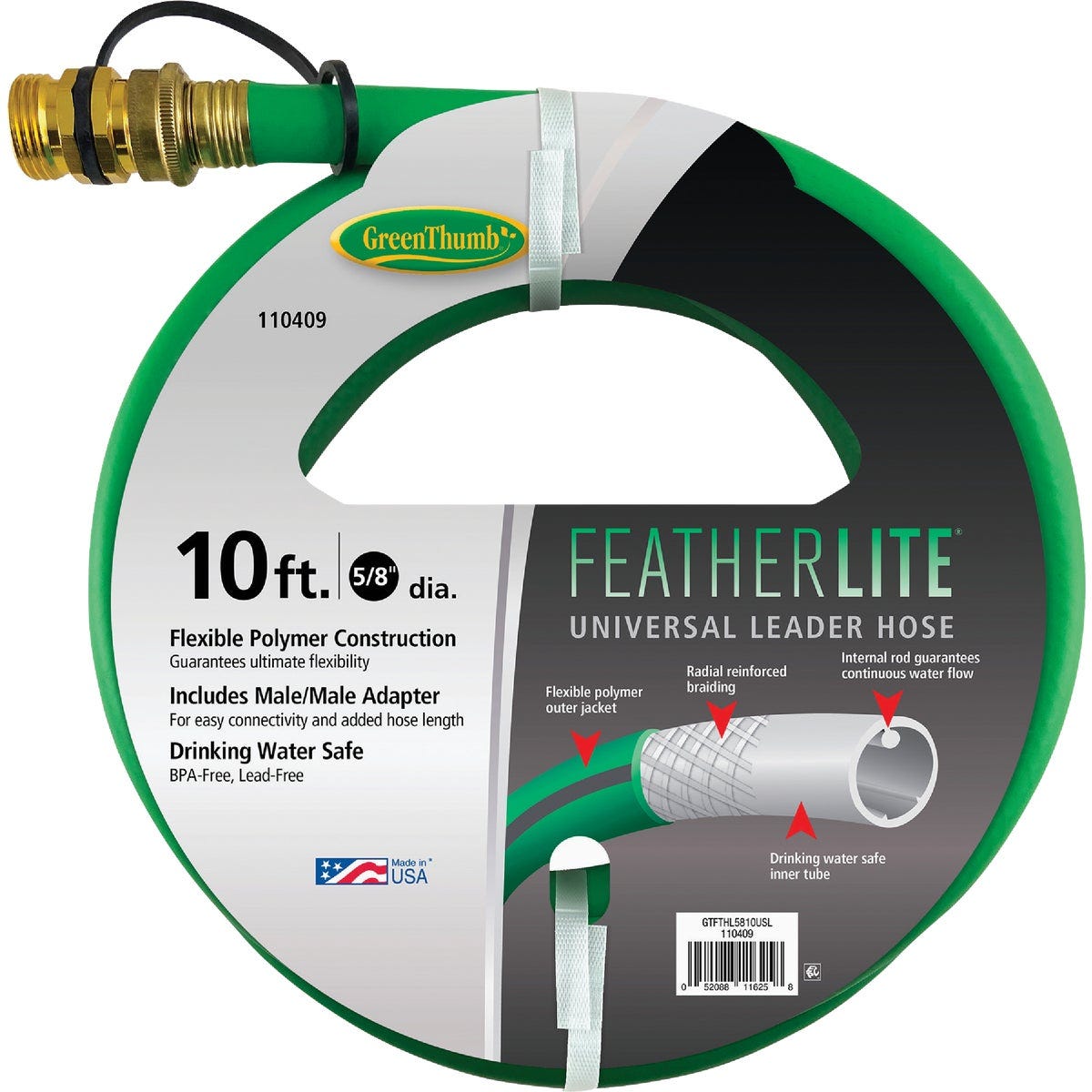 Green Thumb 5/8 In. Dia. x 10 Ft. Universal Leader Hose Green Thumb 5/8 In. Dia. x 10 Ft. Universal Leader Hose
