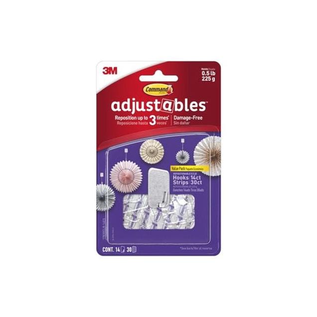 3M Command Adjustables Clear Hooks & Strips 3M Command Adjustables Clear Hooks & Strips