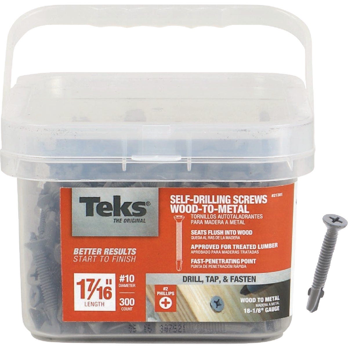 Teks #10 x 1-7/16 In. Phillips Flat Head Self-Drilling Wood to Metal Screw (300-Count) Teks #10 x 1-7/16 In. Phillips Flat Head Self-Drilling Wood to Metal Screw (300-Count)